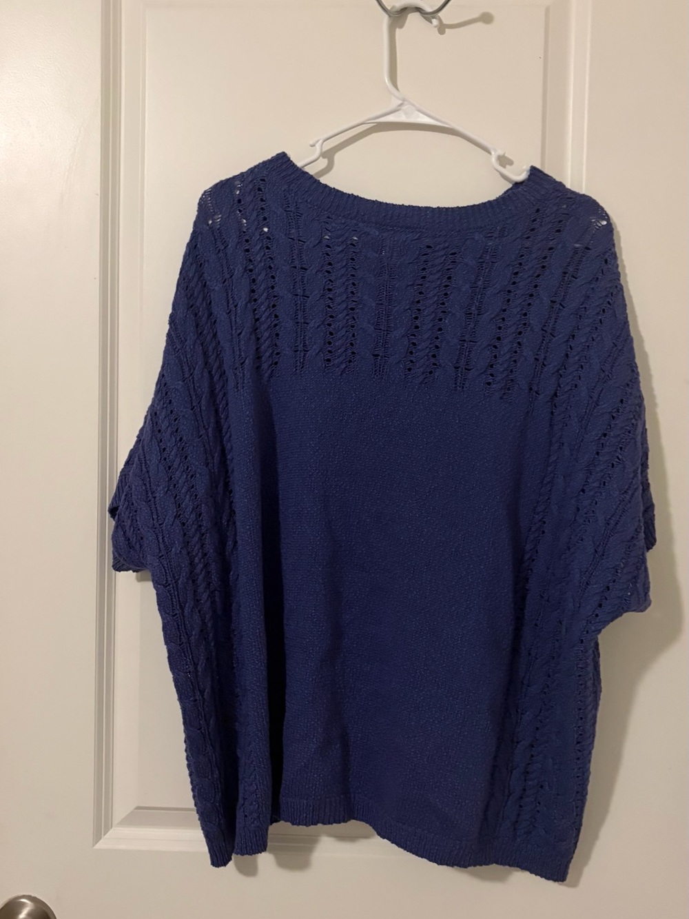 Time and Tru Blue Open-Knit Pullover Sweater